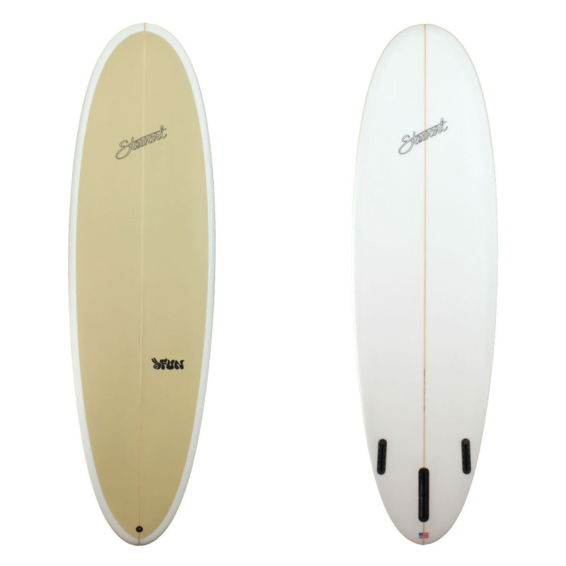A STEWART 2FUN POLY MID LENGTH WITH A KHAKI DECK PANEL AND A CLEAR BOTTOM 