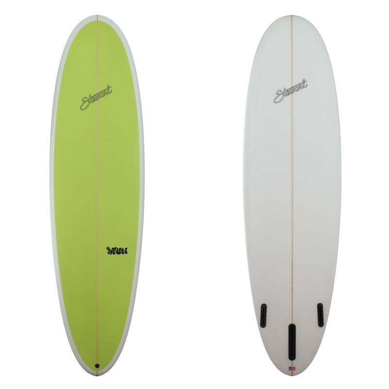 Stewart 7'6" 2FUN Mid Length with lime green deck and clear bottom (7'6", 22 1/2", 3") B#127617