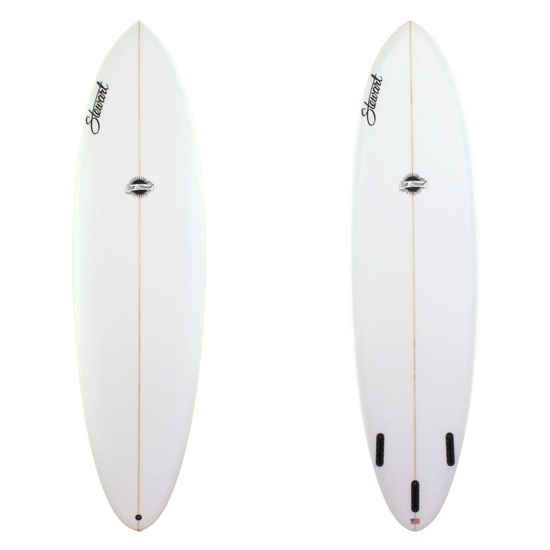 Stewart Surfboards 7'4 Funboard Comp with clear white deck and rails