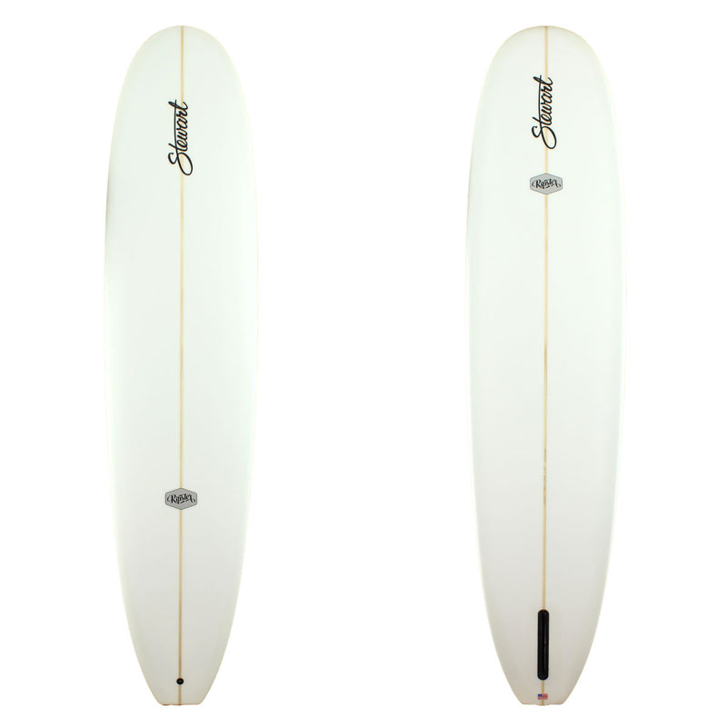 Stewart Surfboards 9'4 Ripster with clear white deck and bottom