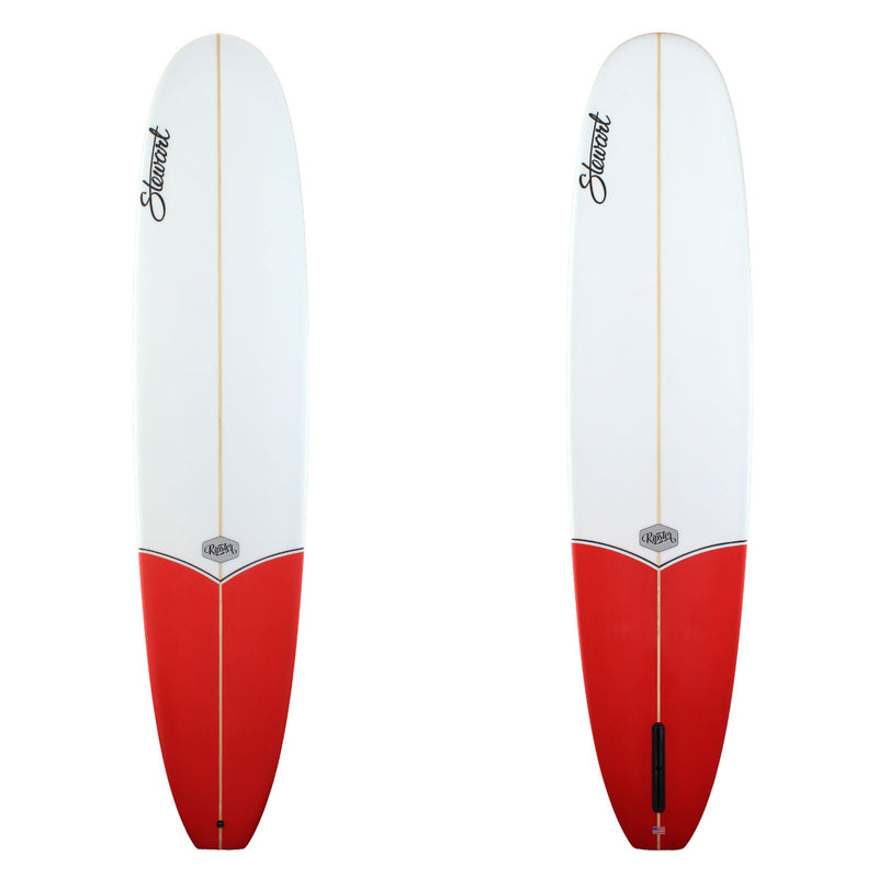 Stewart Surfboards 9'0 Ripster with red painted tail and black pinline
