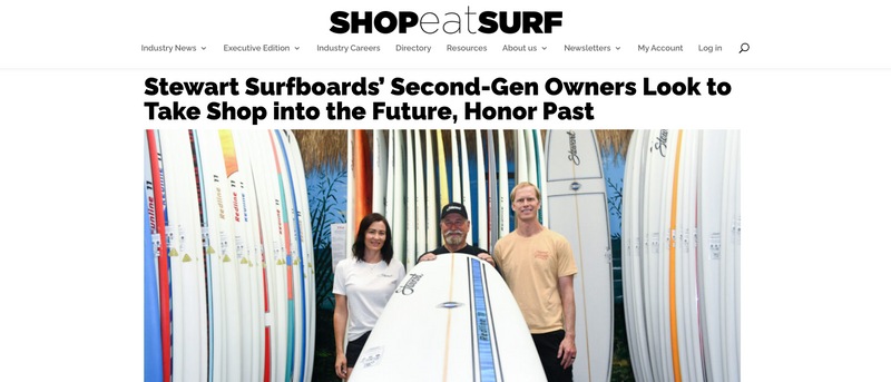 Stewart Featured in Surf Industry Publication Shop Eat Surf