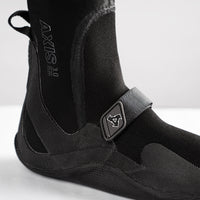 Black wetsuit boot with 'Axis' branding on a white background