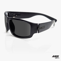 Black sunglasses with a clear background and 'ANSI' branding.