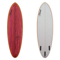 deck and bottom view of stewart wild bill with red paint swirl on deck