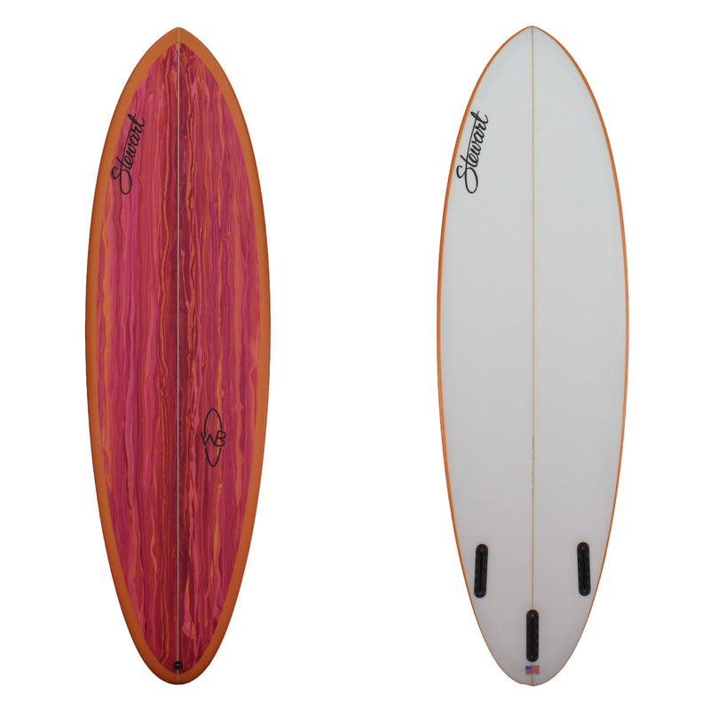 deck and bottom view of stewart wild bill with red paint swirl on deck
