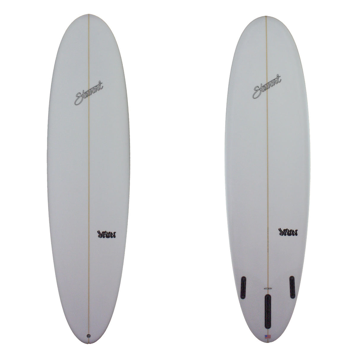 deck and bottom view of a stewart midlength with a sand finish 