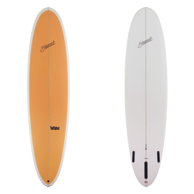 Stewart Midlength 7'10" 2FUN (7'10", 22 3/4", 3") B#129896 Clear with orange deck and black logos
