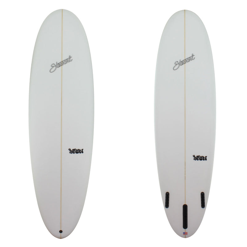 Deck and bottom view of a Stewart 2Fun Mid Length with sand finish no color work