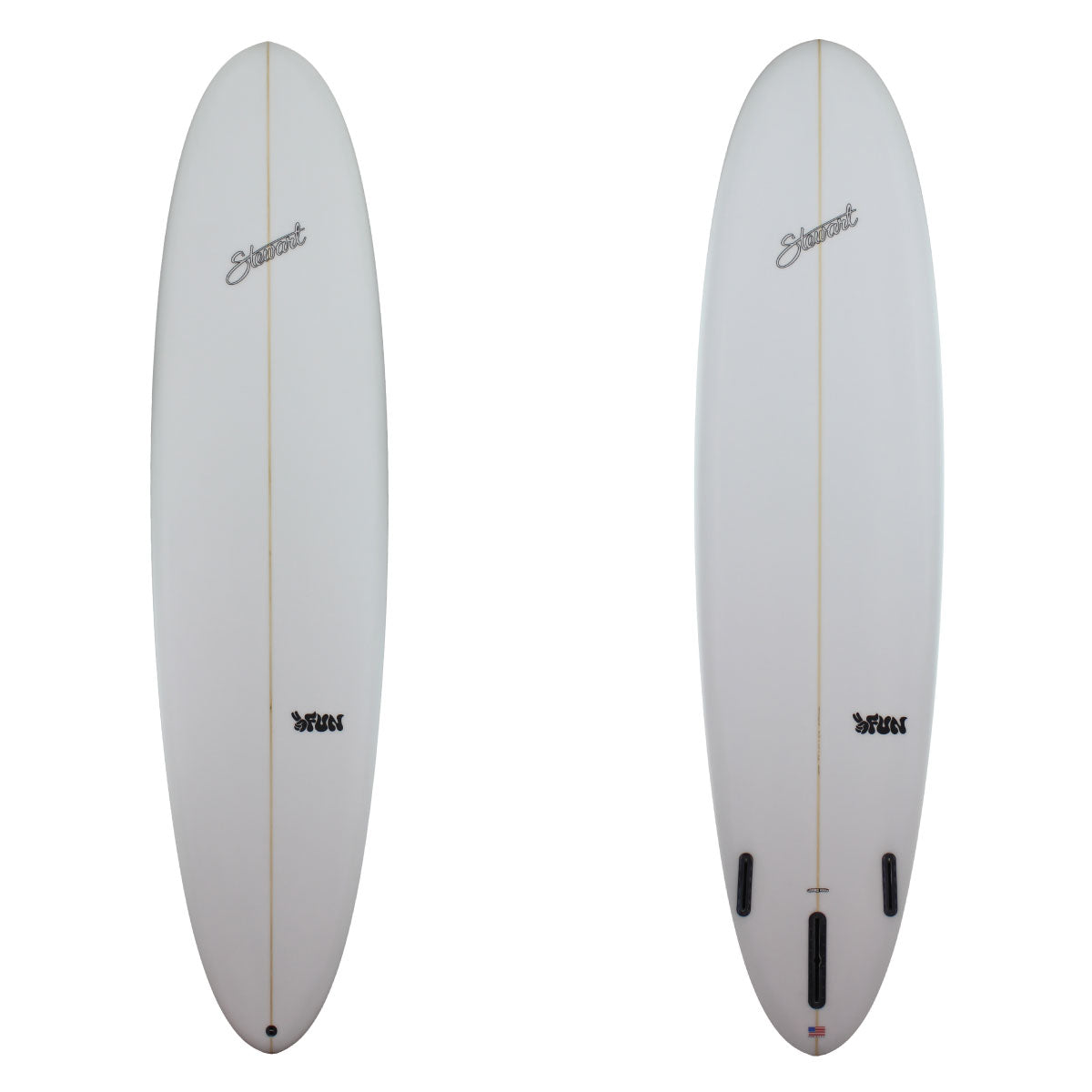 2 fun stewart mid length surf board clear glassjob 