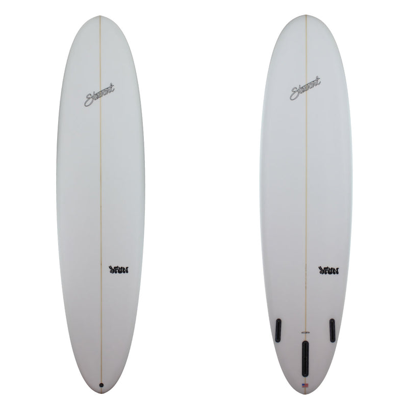 2 fun stewart mid length surf board clear glassjob 