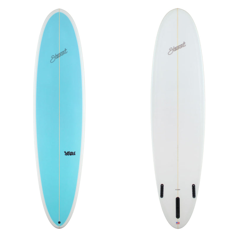 Stewart Mid-Length 8'0" 2FUN (8'0", 23", 3 1/8") B#129167 with a light blue panel on the deck