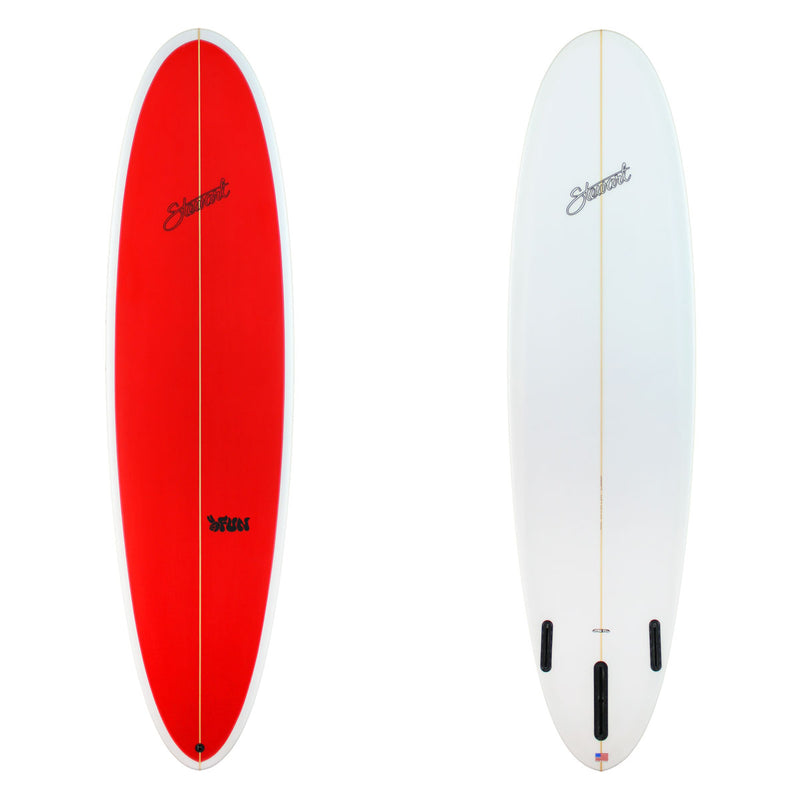 Stewart Md-Length 7'2" 2FUN (7'2", 22", 2 3/4") B#129341 with a red panel on the deck
