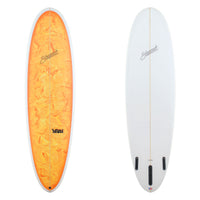 Orange and white surfboard with 'Surfset' branding on a white background