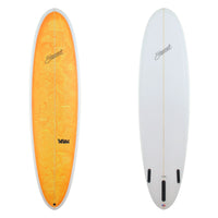 Stewart Mid-Length 7'2" 2FUN (7'2", 22", 2 3/4") B#129448 with a with an orange and yellow acid splash panel on the deck