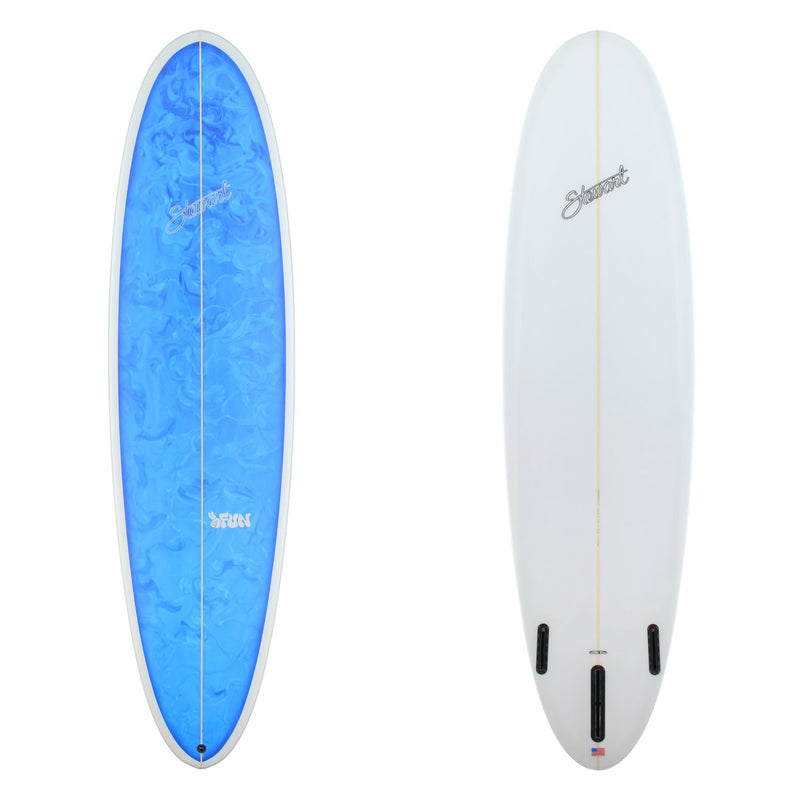 Stewart Mid-Length 7'2" 2FUN (7'2", 22", 2 3/4") B#129523 with a blue and white acid splash panel on the deck