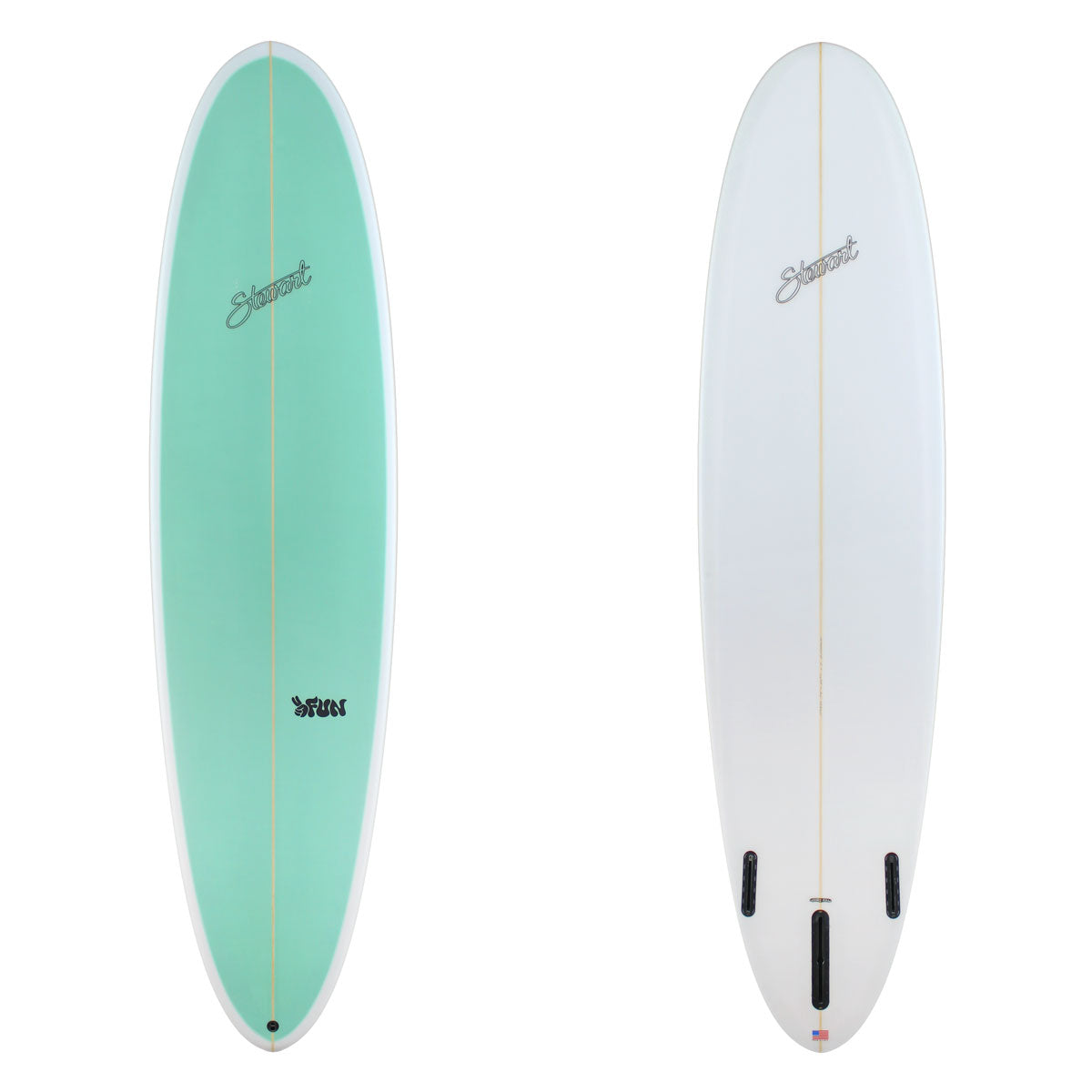 Stewart Mid-Length 7'8" 2FUN (7'8", 22 3/4", 3") B#129833 with a sea foam green panel on the deck