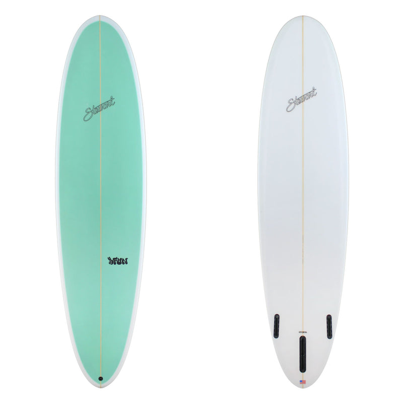 Stewart Mid-Length 7'8" 2FUN (7'8", 22 3/4", 3") B#129833 with a sea foam green panel on the deck