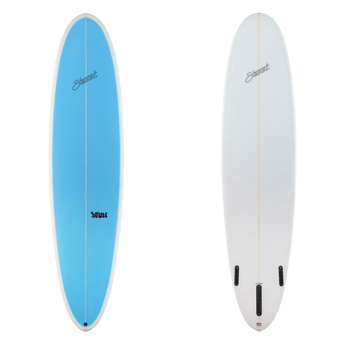 Stewart Mid-Length 8'0" 2FUN (8'0", 23", 3 1/8") B#130027with a blue panel on the deck