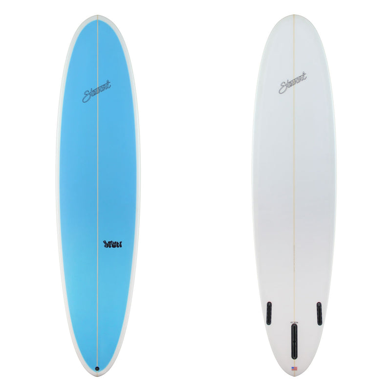 Stewart Mid-Length 8'0" 2FUN (8'0", 23", 3 1/8") B#130027with a blue panel on the deck