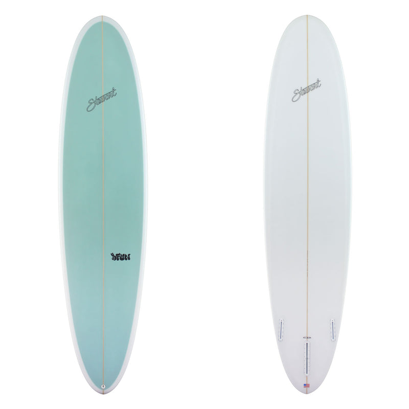 Stewart Mid-Length 8'0" 2FUN (8'0", 23", 3 1/8") B#130074 with a sage green panel on the deck