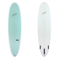 Stewart Midlength. 7'8" 2FUN (7'8", 22 3/4", 3") B#130129 Green painted deck with clear rails and bottom. Black stewart and 2fun logos. Sand Only.