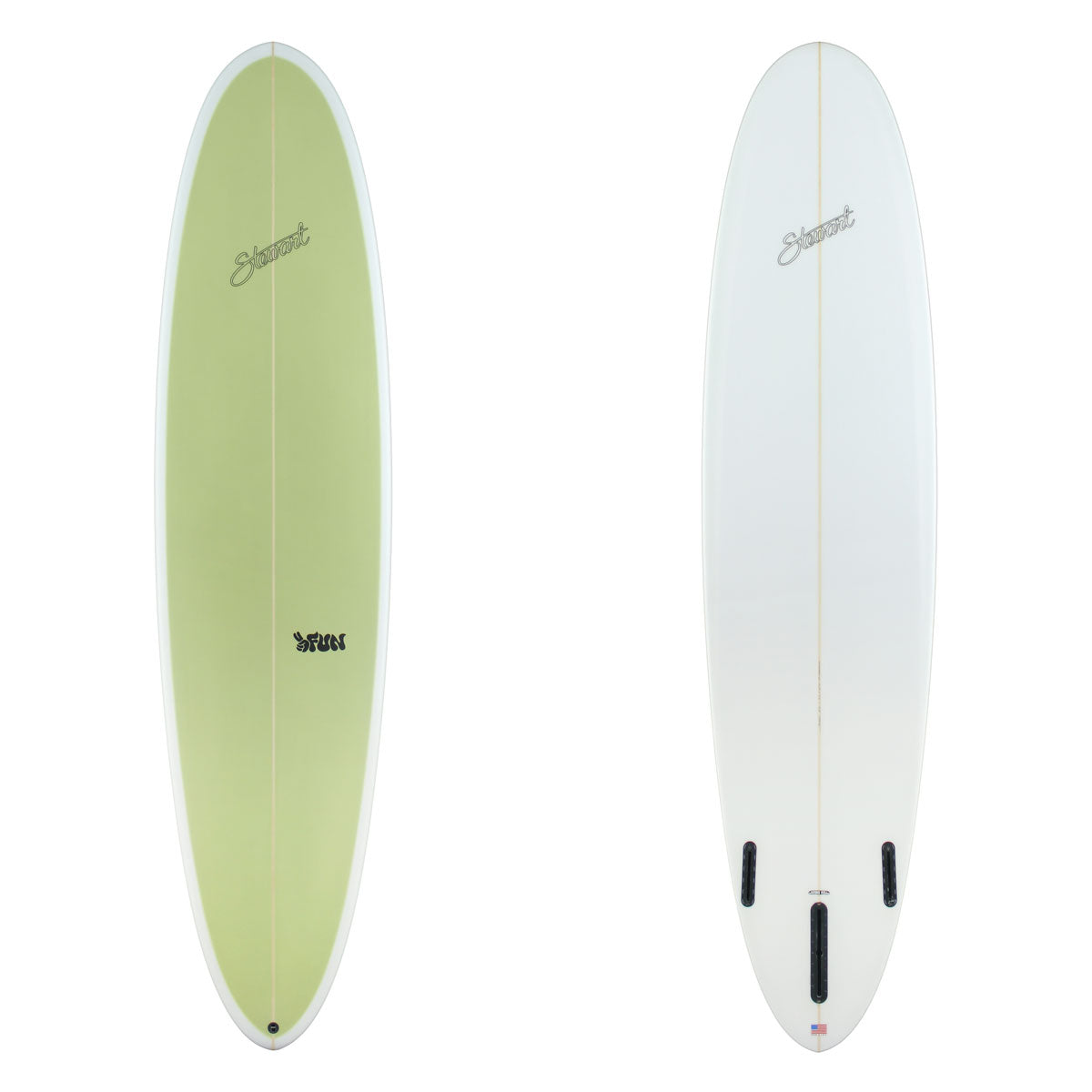 Stewart Mid-Length 8'0" 2FUN (8'0", 23", 3 1/8") B#130226 with a green panel spray on the deck