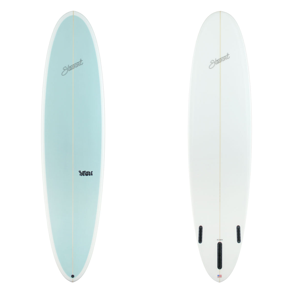 Stewart Mid-Length 8'0" 2FUN (8'0", 23", 3 1/8") B#130227 with a light blue panel on the deck
