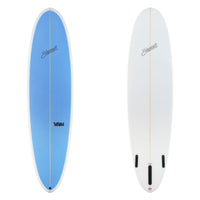 Stewart Midlength 7'2" 2 Fun (7'2", 22", 2 3/4") B#130250 Clear bottom and rails with blue resin tint. Black stewart and 2 fun logos. Sand Only.
