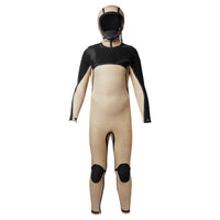 Wetsuit with black and beige striped pattern on a white background