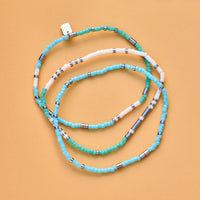 PURA VIDA MIXED SEED BEAD SILVER STRETCH BRACELET