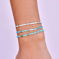 PURA VIDA MIXED SEED BEAD SILVER STRETCH BRACELET
