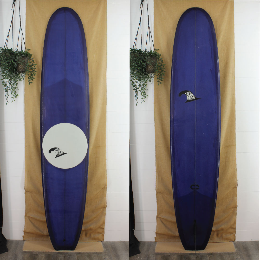 USED Chris Ruddy Longboard 9'6 x 23 1/4 x 3 1/8 Poly with blue resin tint 