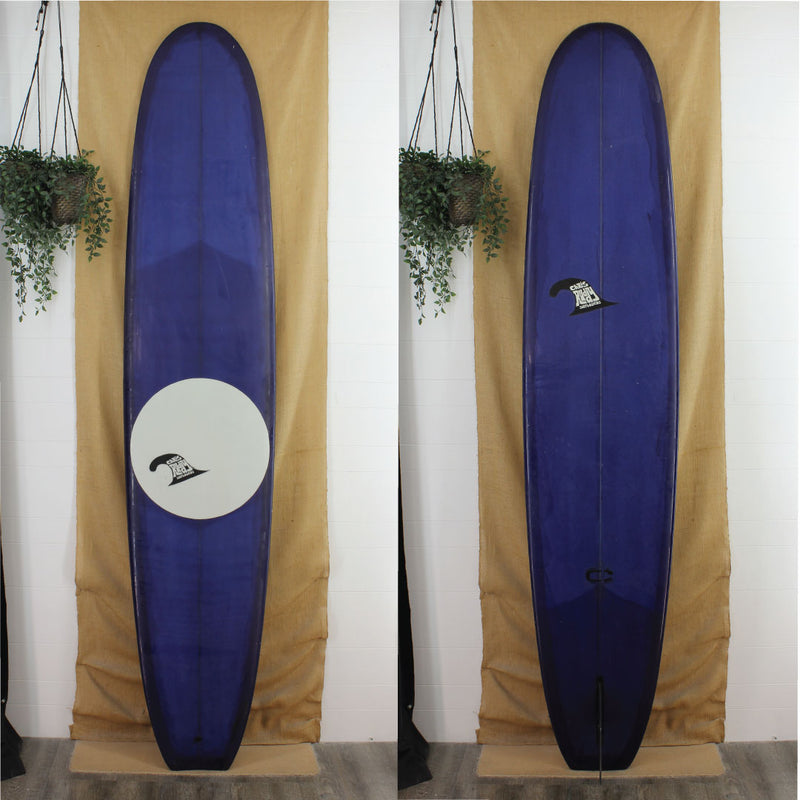 USED Chris Ruddy Longboard 9'6 x 23 1/4 x 3 1/8 Poly with blue resin tint 