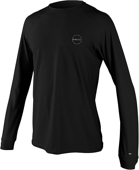 Black long-sleeve shirt with a logo on a white background