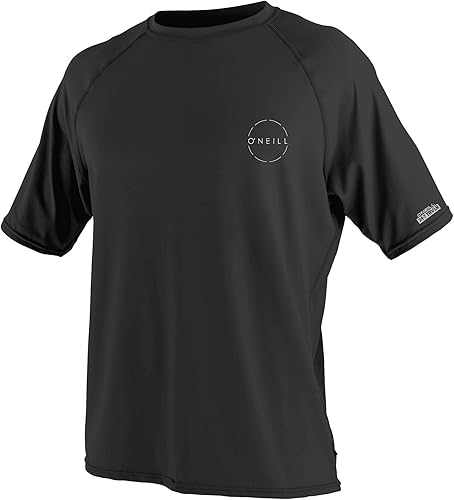 Black short-sleeve shirt with a brand logo on a white background