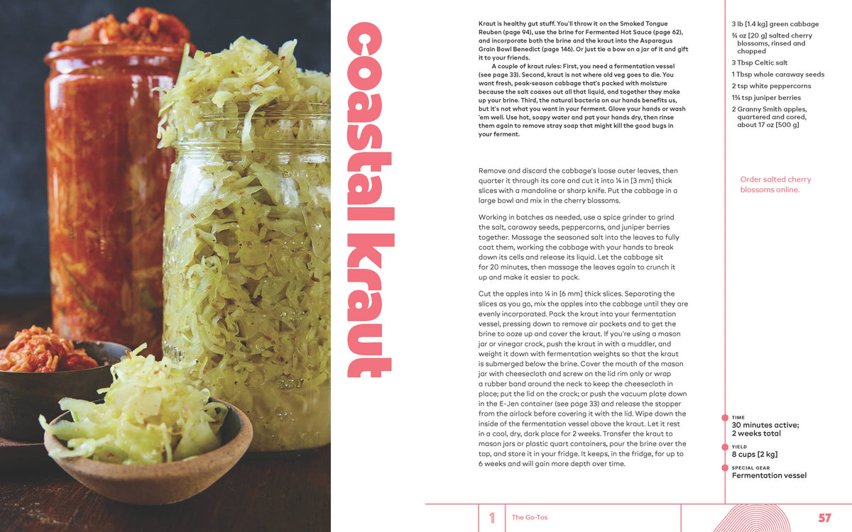 Jar of coastal kraut with text on a magazine page