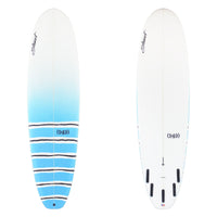 Stewart Mid-Length 7'0" (949) (7'0", 22", 2 3/4") B#129366 with blue and black stripes on the deck
