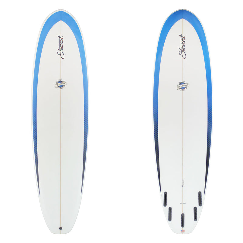 Stewart Mid-Length 7'0" (949) (7'0", 22", 2 3/4") B#129478 with a blue rail wrap on the top and bottom