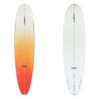 Stewart Mid-Length 8'0" (949) (8'0", 23", 3") B#129909 with a red to orange fade on the deck with a black pin line