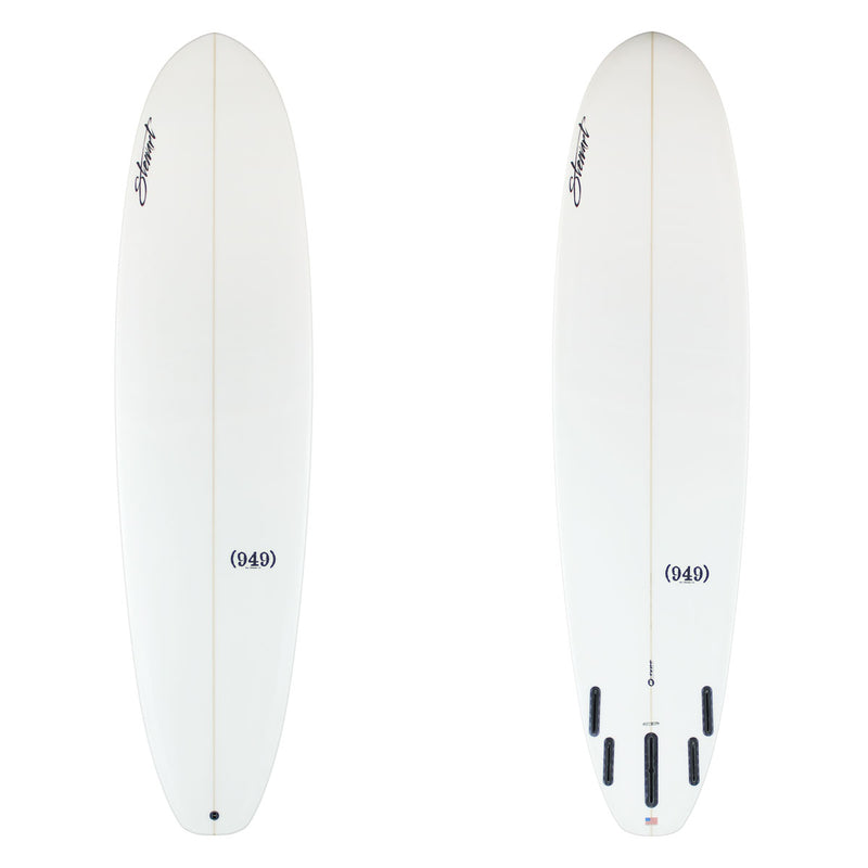 Two images of white Stewart (949)C with black branding