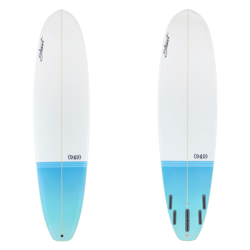 Stewart Mid-Length 7'8" (949) (7'8", 22 1/2", 2 7/8") B#129250 with a blue tail dip on top and bottom 
