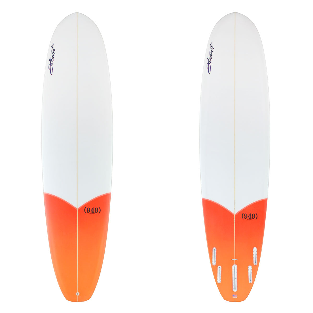Stewart Mid-Length 7'6" (949) (7'6", 22 1/2", 2 7/8") B#129413 with a red to orange fade tail dip