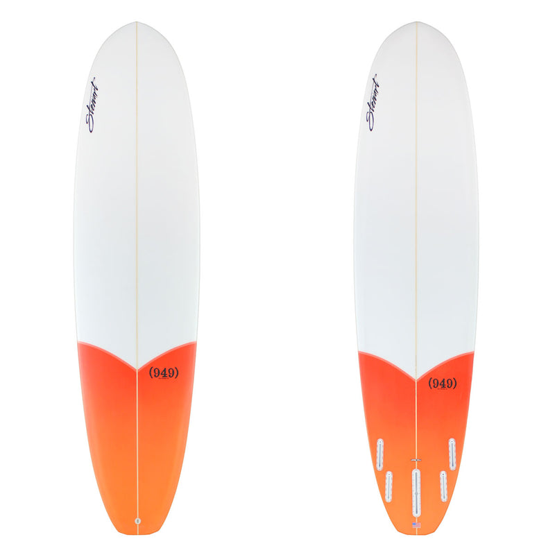 Stewart Mid-Length 7'6" (949) (7'6", 22 1/2", 2 7/8") B#129413 with a red to orange fade tail dip