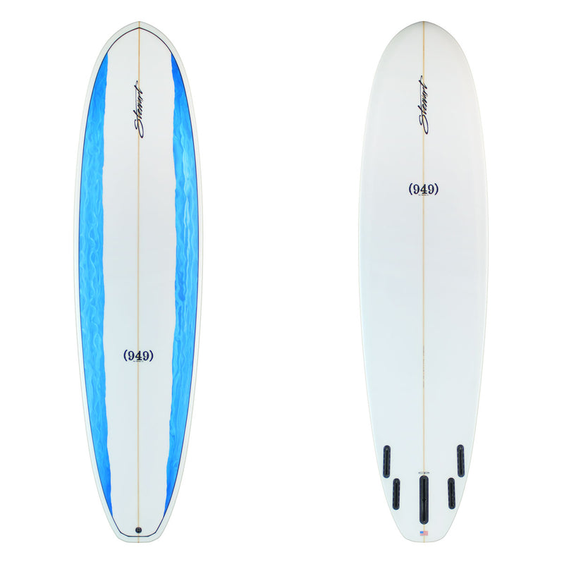 Stewart Mid-Length 7'6" (949) (7'6", 22 1/2", 2 7/8") B#130077 with blue acid splash panels on the deck rails