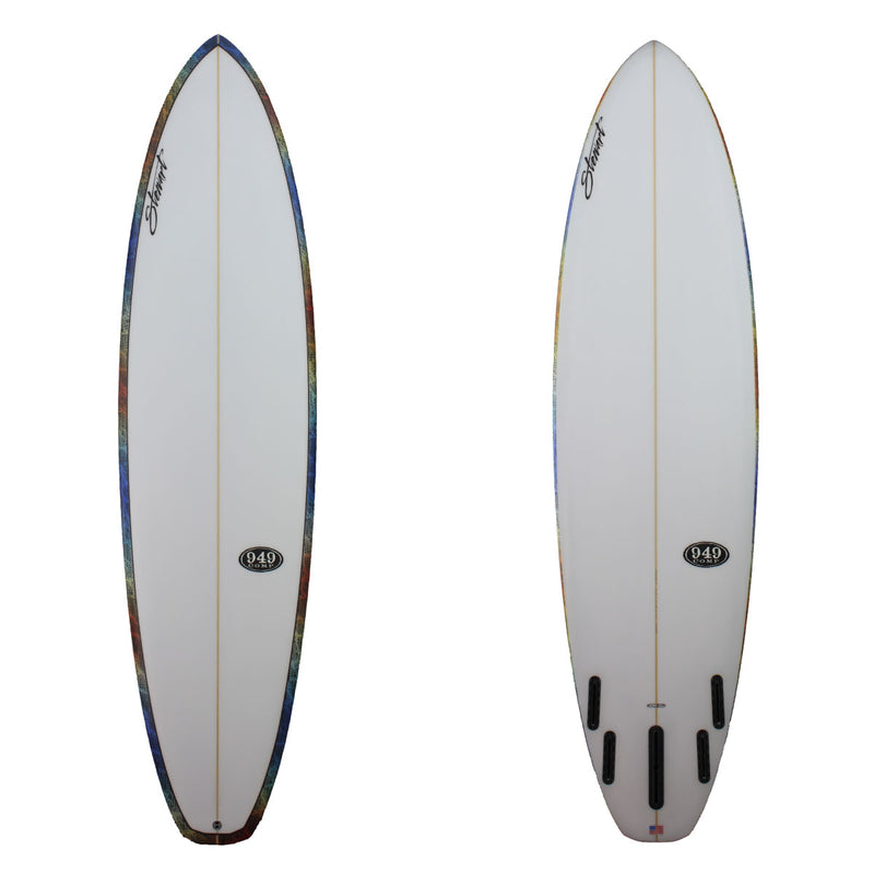 Stewart Mid-Length 7'6" 949-Comp (7'6", 22 1/2", 2 7/8") B#128556 with rainbow color spray on the rails