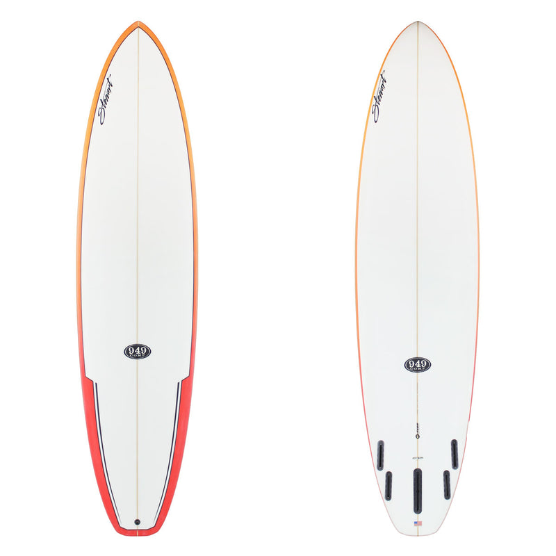 Stewart Mid-Length 8'0" 949-Comp (8'0", 23", 3") B#128992 with a orange and red rail spray fade 