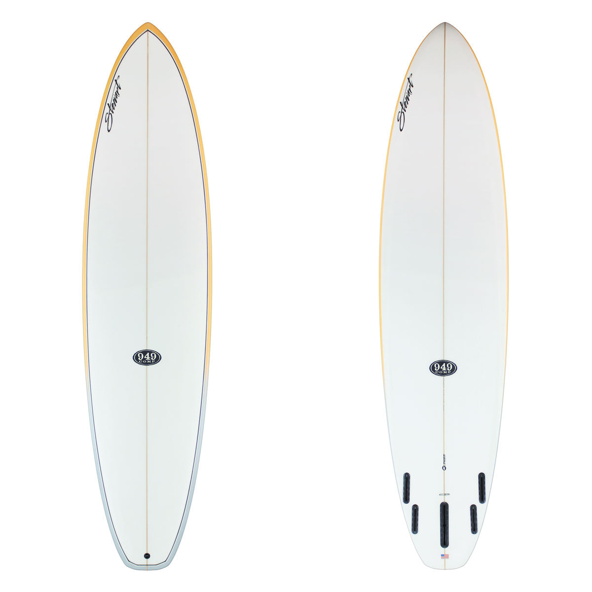 Stewart Mid-Length 8'0" 949-Comp (8'0", 23", 3") B#129936 with an orange and grey faded rail