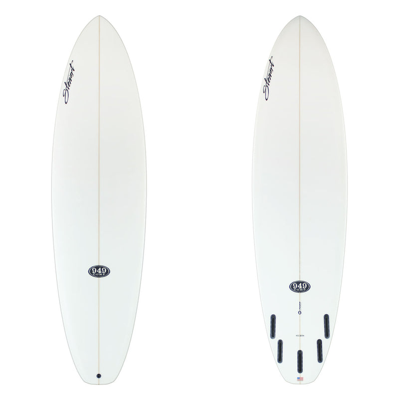 Stewart Midlength 7'0" 949-Comp (7'0", 22", 2 3/4") B#130205 Clear with black stewart and 949 comp logos. Epoxy. Sand only.