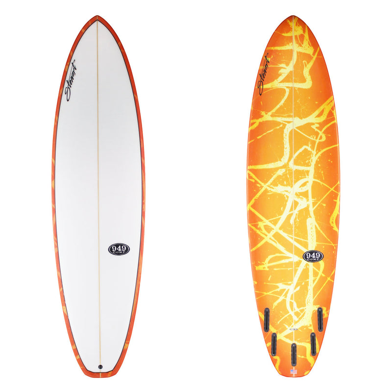 Stewart Mid-Length 7'0" 949-Comp (7'0", 22", 2 3/4") B#128812 with orange and yellow acid splash on the bottom and rails
